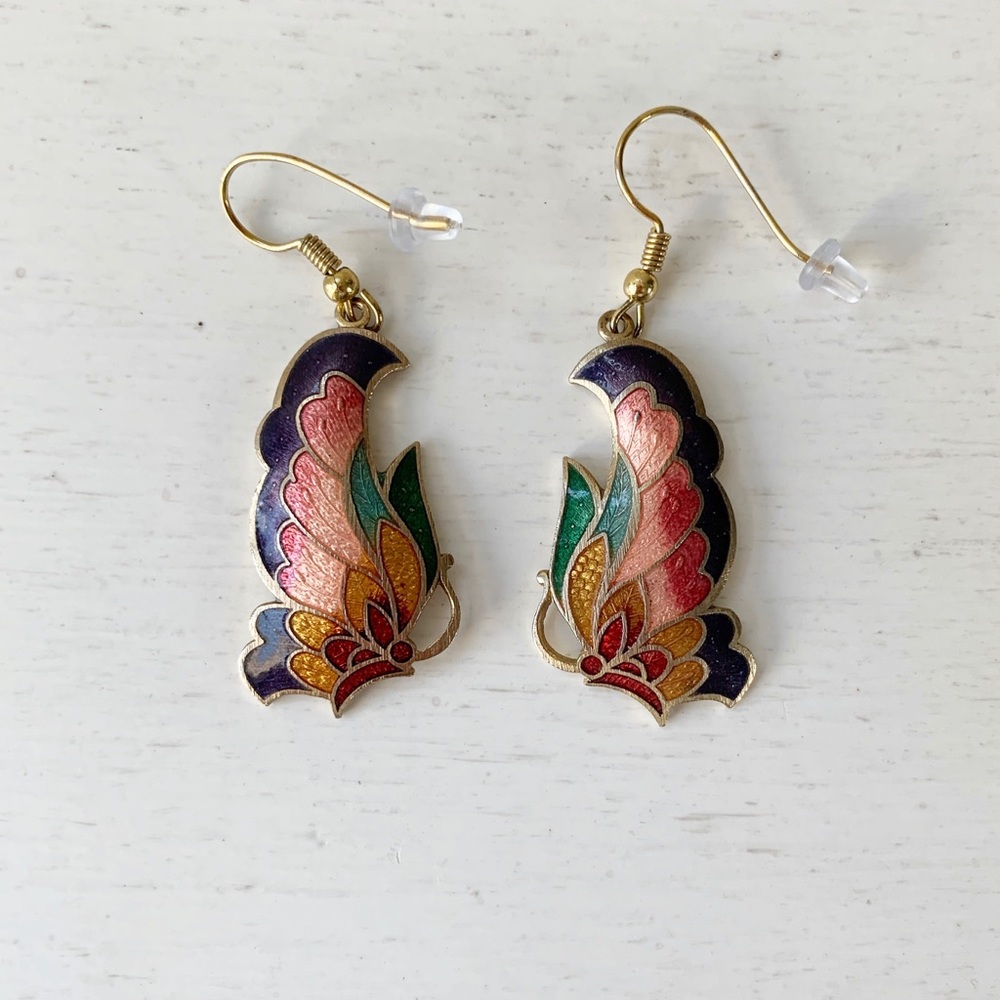 Cloisonné Butterfly Earrings
